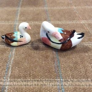 Vintage set of 2 bone china Miniature white Ducks